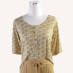 Kate Quinn Womens Relaxed Lounge Henley T Shirt Sand Dollar XS New